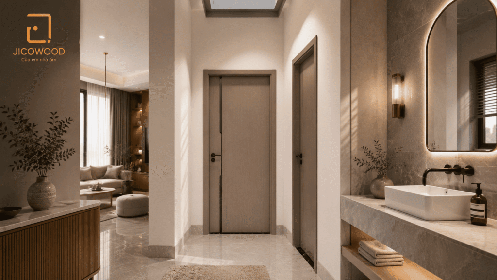 Cửa nhựa Composite tân cổ điển góp phần tạo nên tổng thể hài hòa và sang trọng cho không gian sống.