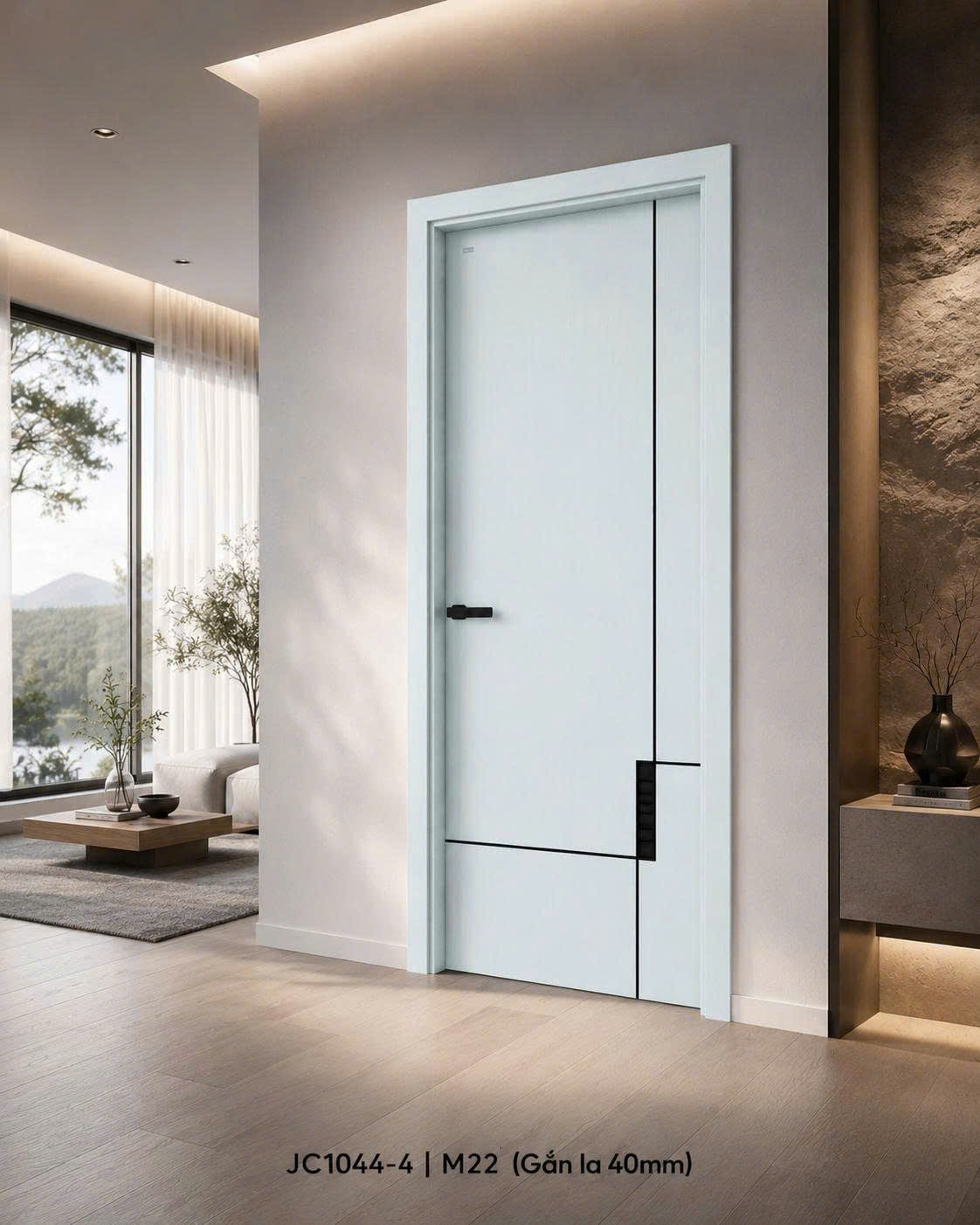 Cửa Composite Jicowood Soi chỉ sơn đen (Mã JC1044-4|Màu M22)