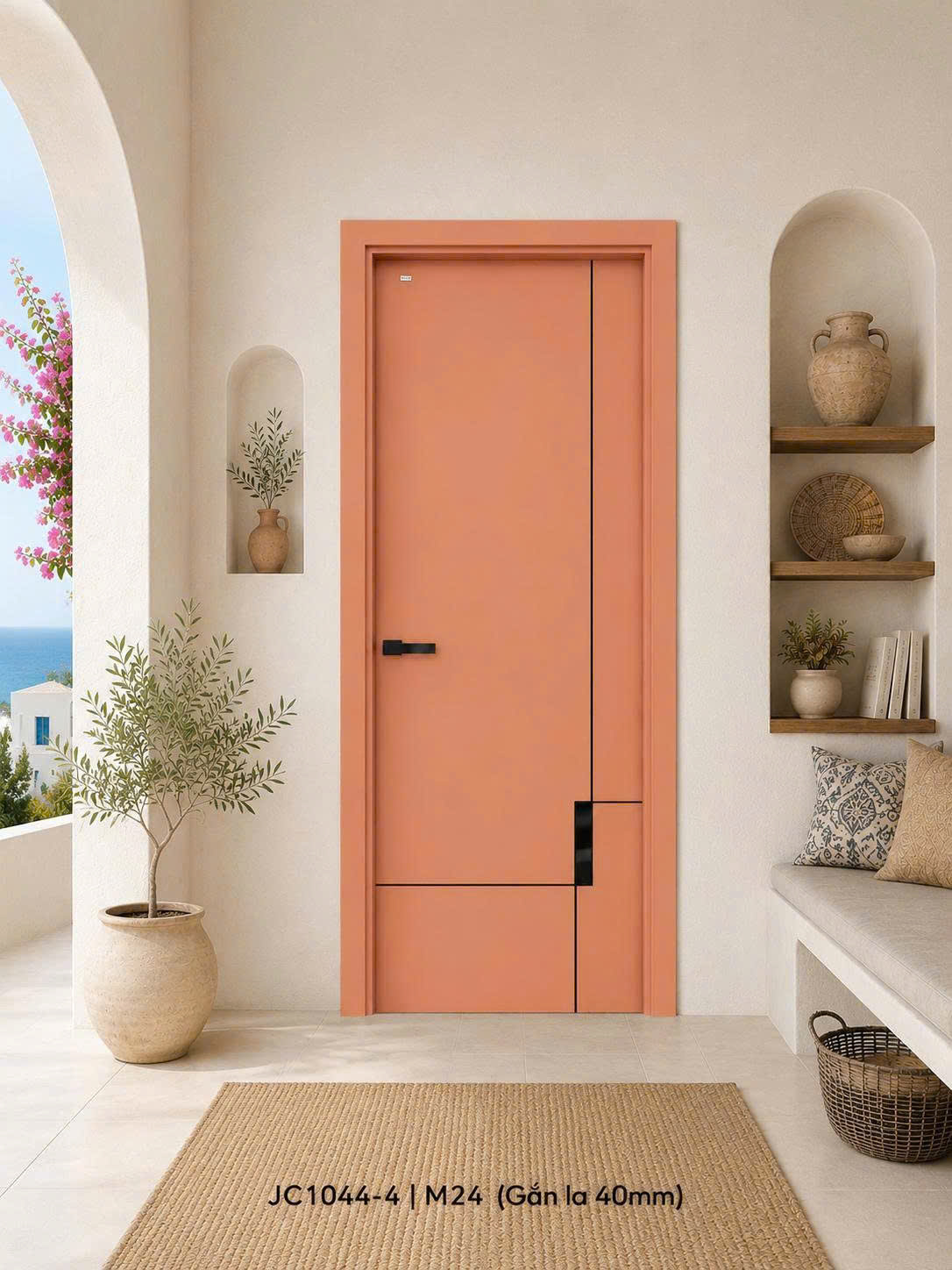 Cửa Composite Jicowood Soi chỉ sơn đen (Mã JC1044-4|Màu M24)