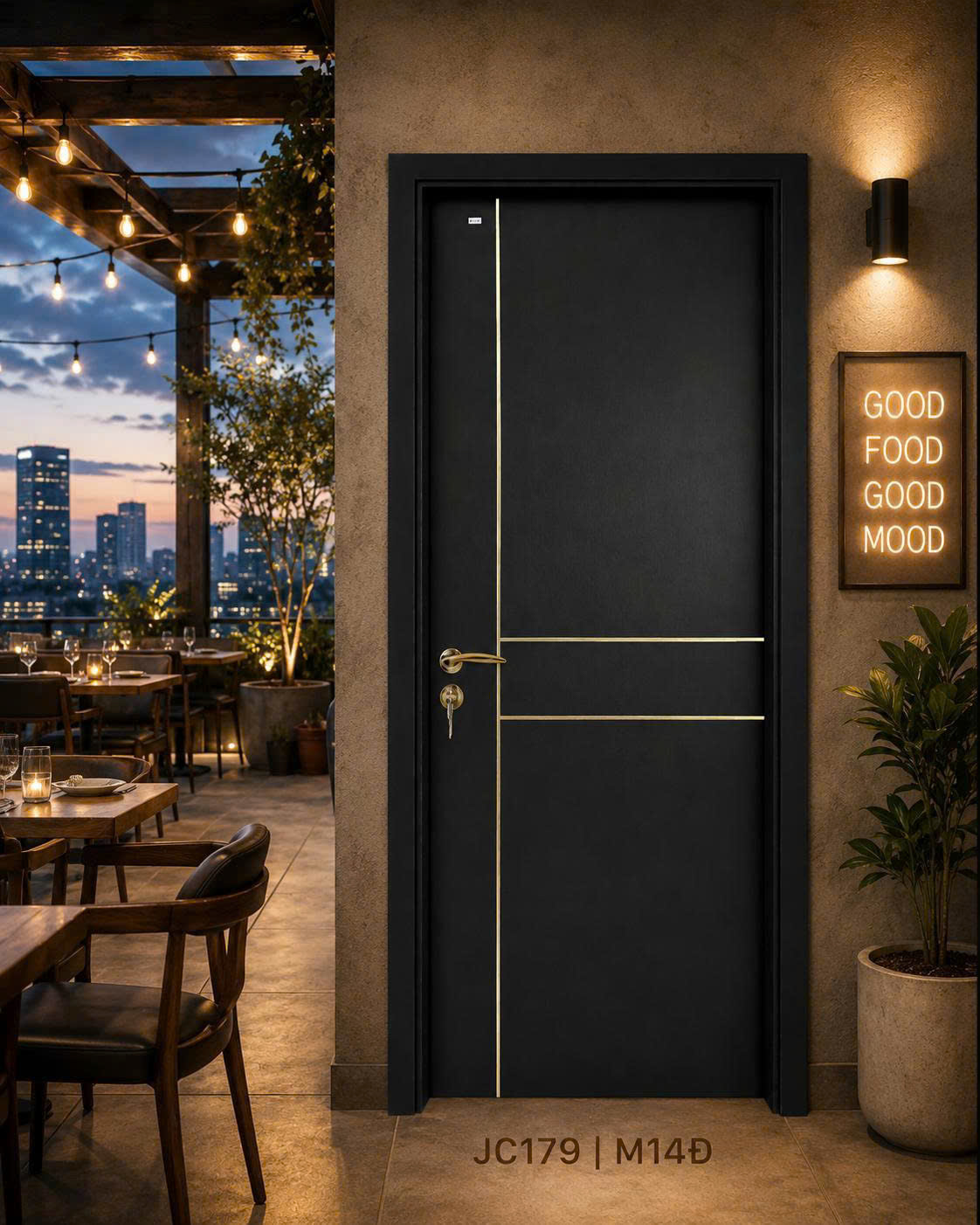 Cửa Composite Jicowood Soi chỉ sơn vàng (Mã JC179|Màu M14Đ)